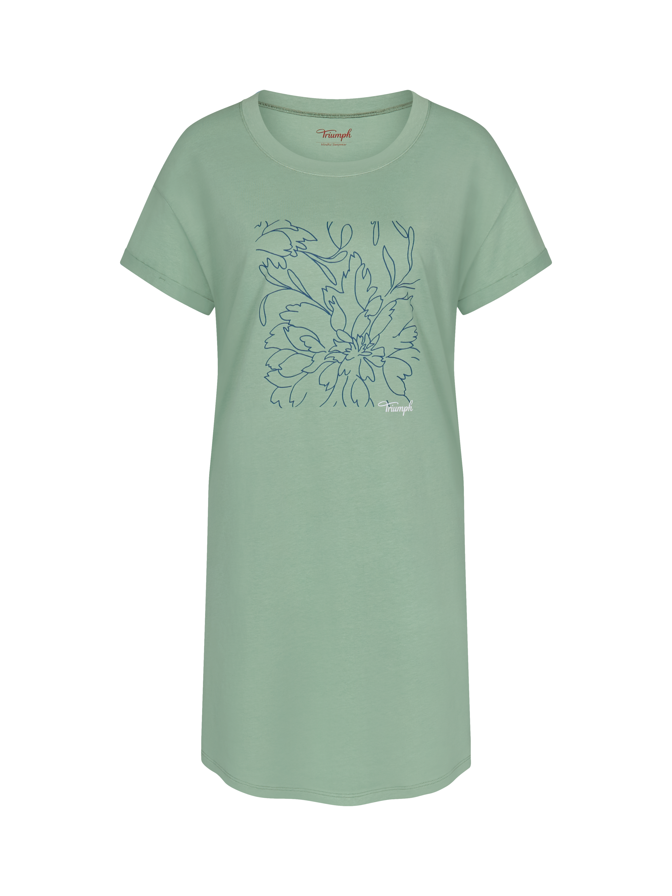 Product image 5 of 5, which shows Triumph Lounge-Me Cotton Loose Fit T-Shirt Nightdres, Luscious Jade, 8