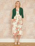 Yumi Knitted Open Neck Bolero Cardigan, Forest Green