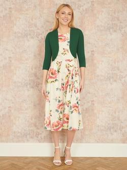 Yumi Knitted Open Neck Bolero Cardigan - view 2, Forest Green