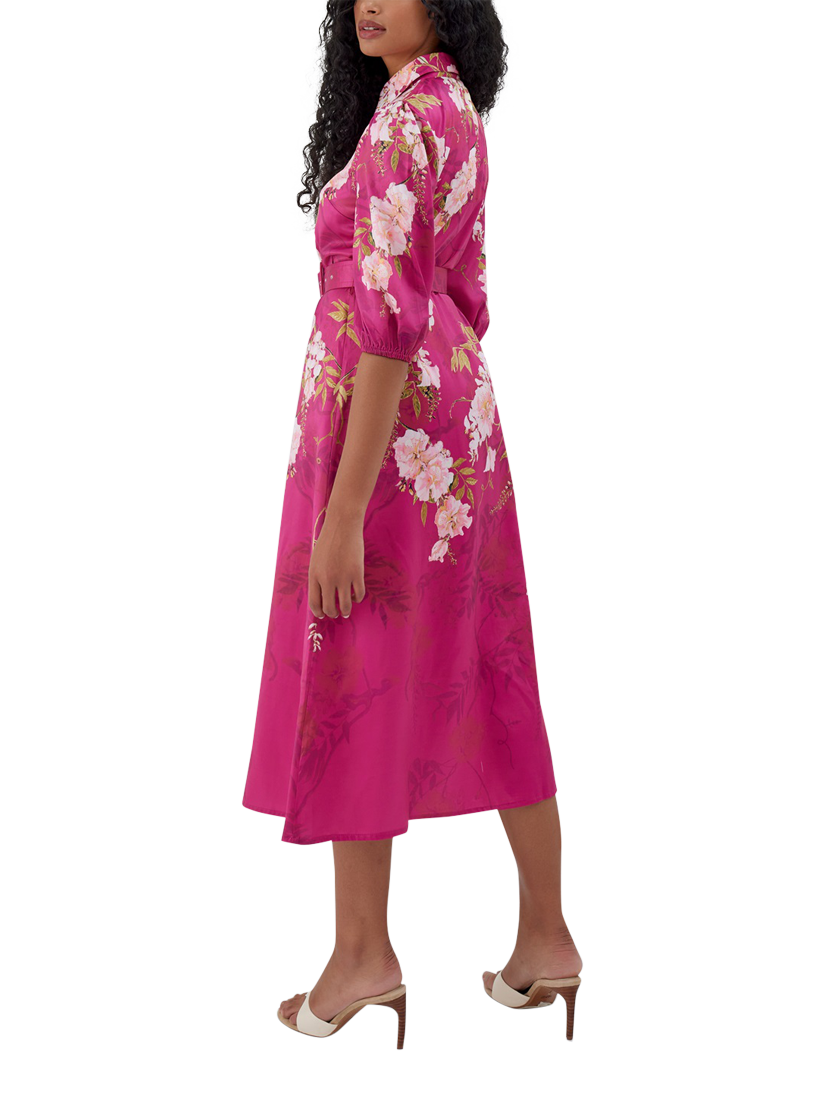 Product image 3 of 3, which shows Raishma Aria Floral Satin Dress, Red, 14