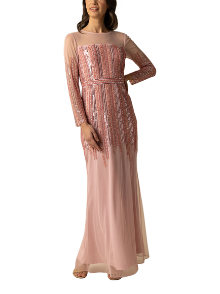 Raishma Alaina Embellished Long Sleeve Dress, Pink, Pink