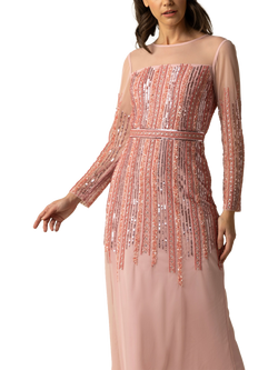 Raishma Alaina Embellished Long Sleeve Dress, Pink - view 2, Pink