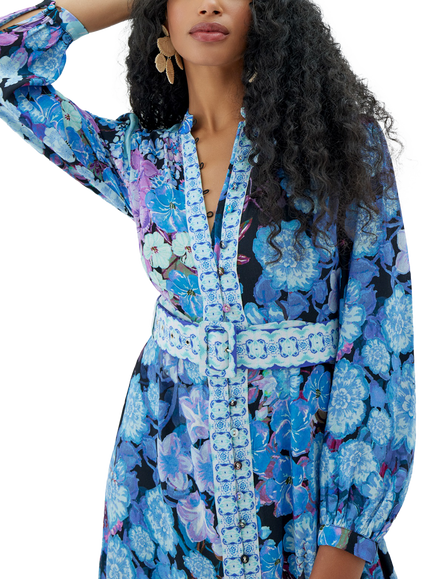 Raishma Amara Floral Dress, Blue - view 2, Blue