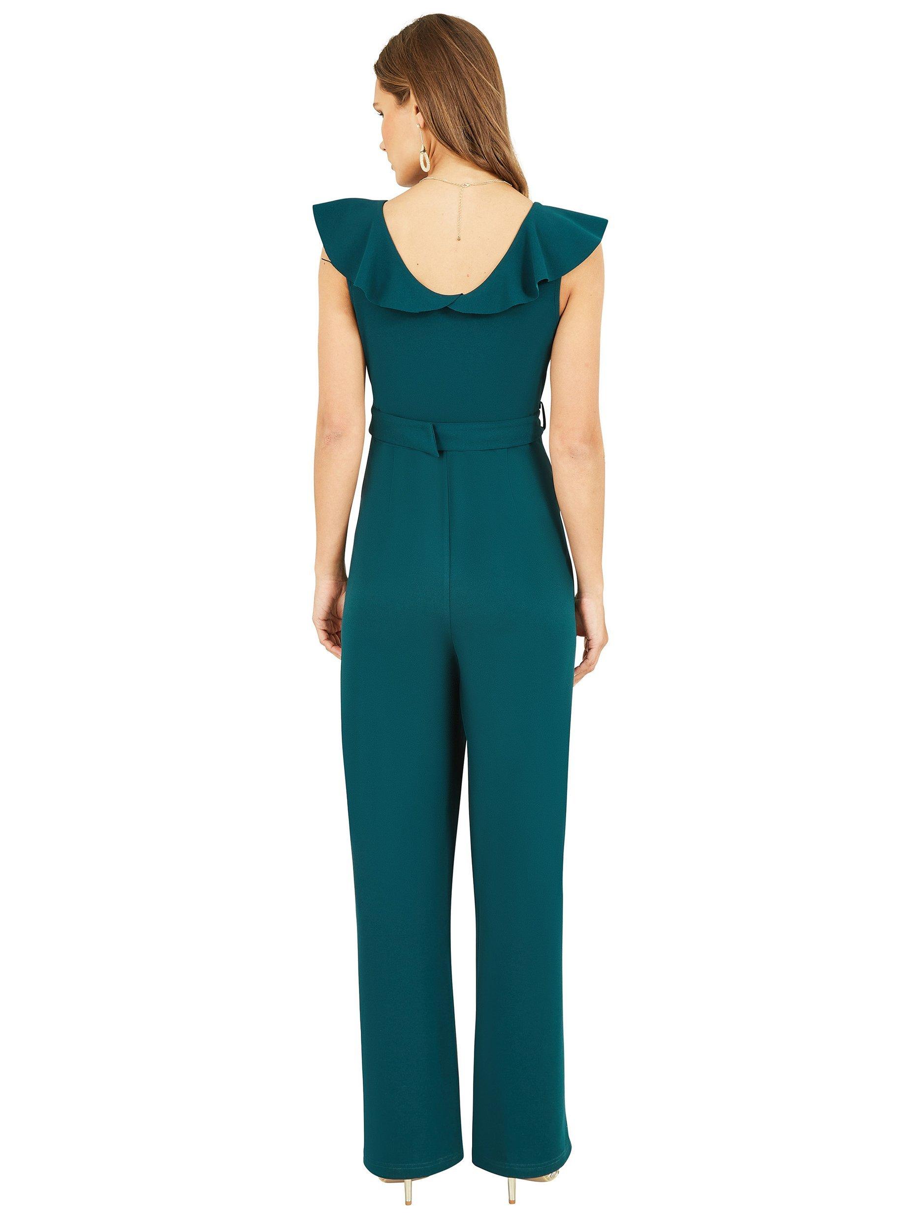 Product image 3 of 4, which shows Yumi Frill Buckle Jumpsuit, Green, 8