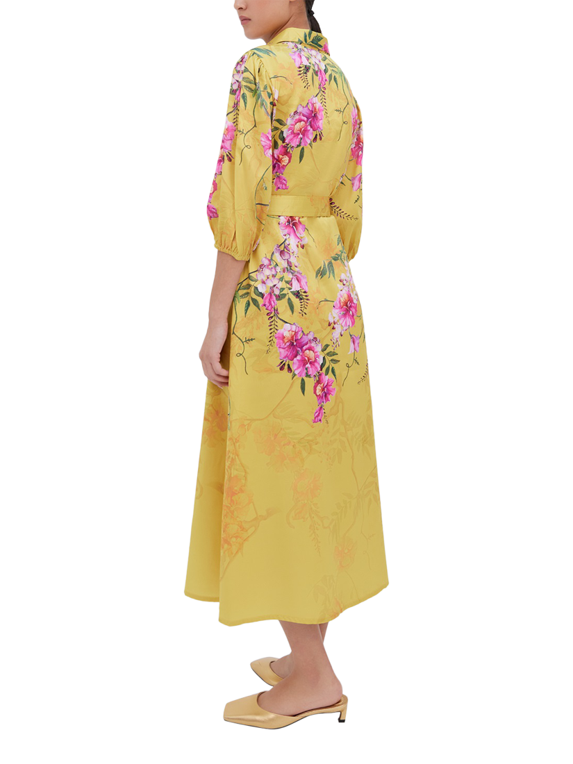 Product image 3 of 3, which shows Raishma Aria Floral Satin Dress, Yellow, 8