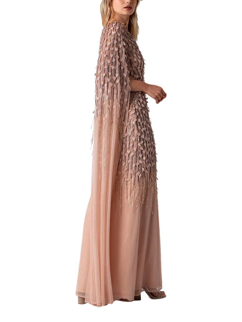 Product image 2 of 3, which shows Raishma Ariana Beaded Leaves Dress, Blush, 8