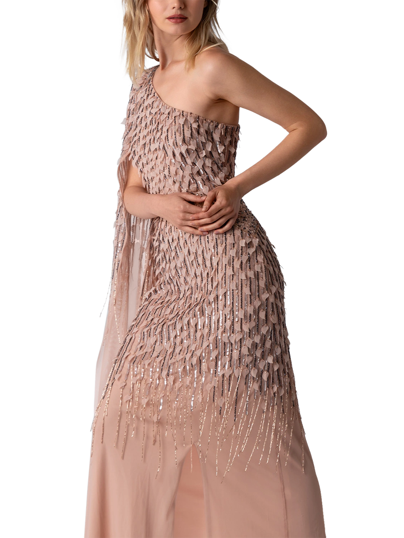 Product image 3 of 3, which shows Raishma Ariana Beaded Leaves Dress, Blush, 8