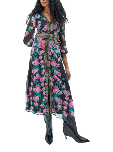 Raishma Athena Floral Dress, Black, Black