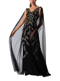 Raishma Clara Leaf Embellished Dress, Black, Black