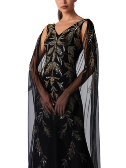 Raishma Clara Leaf Embellished Dress, Black - view 2, Black