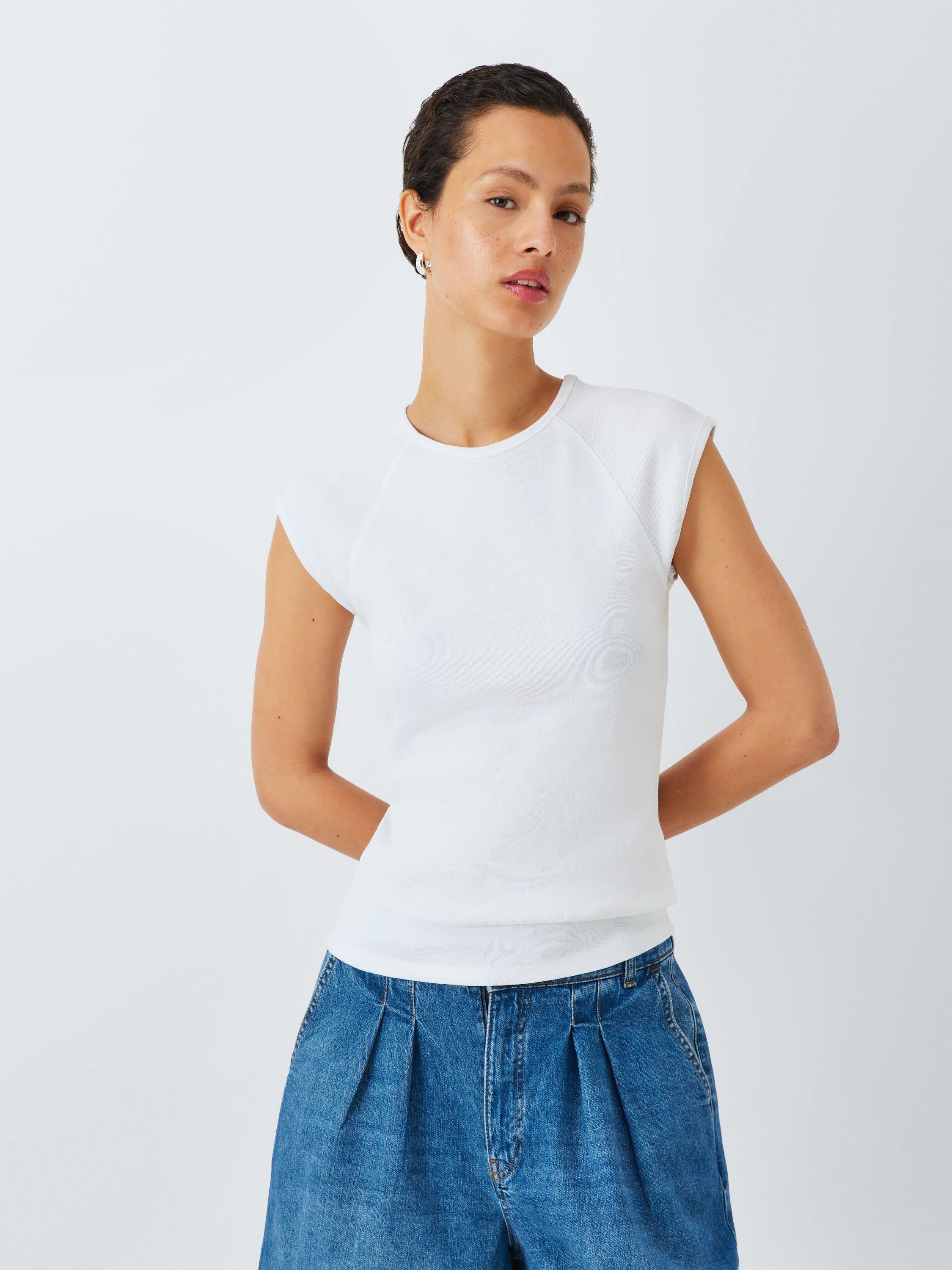 Product image 1 of 6, which shows AND/OR Raglan Sleeve T-Shirt, White, 20