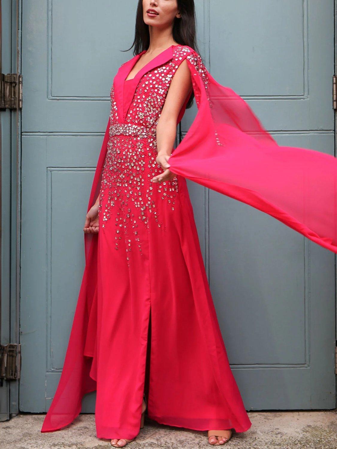 Product image 1 of 3, which shows Raishma Gabrielle Sequins Maxi Dress, Pink, 18