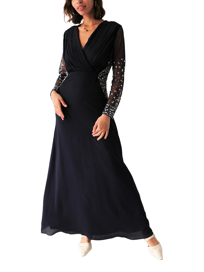 Raishma Inara Wrap Bodice Maxi Dress, Navy