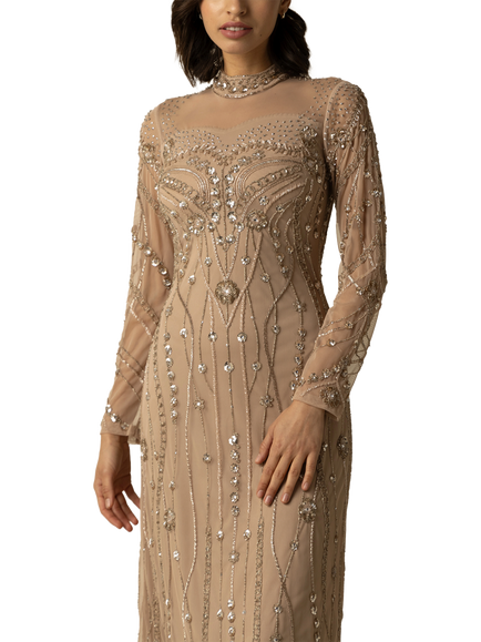 Raishma Jane Embellished Bead Dress, Natural - view 2, Natural