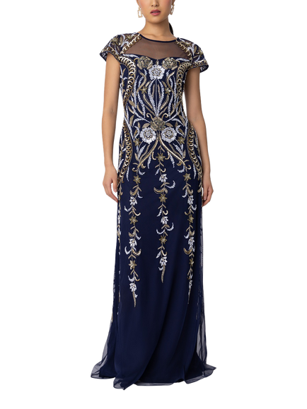 Raishma Maris Embroidered Dress, Navy, Navy