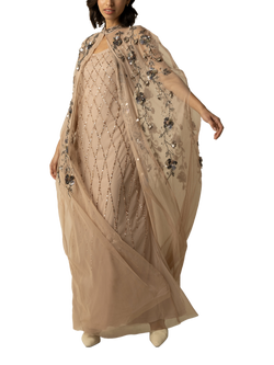 Raishma Opal Embellishment Cape Dress, Natural, Natural