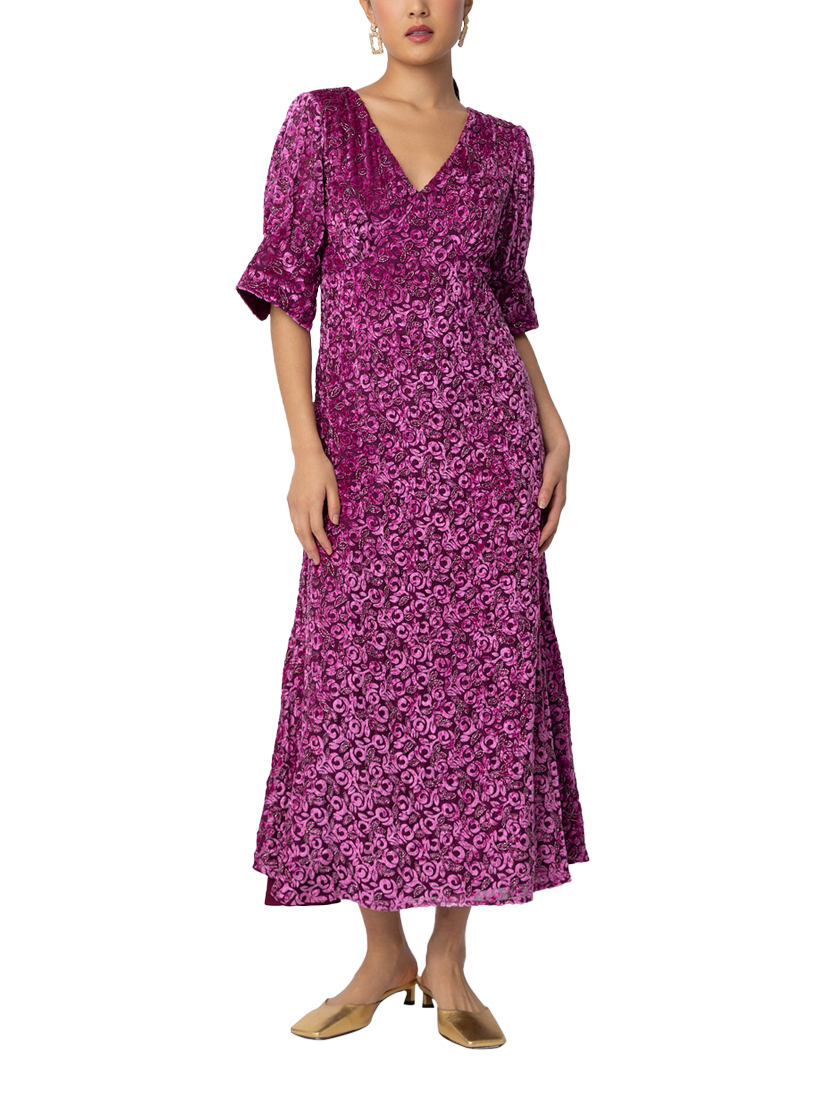 Product image 1 of 3, which shows Raishma Roxana Midi Dress, Burgundy, 8