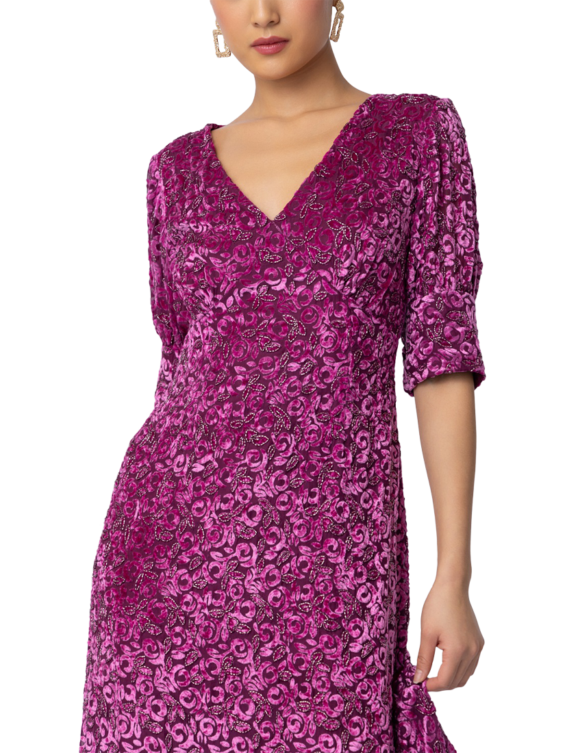 Product image 2 of 3, which shows Raishma Roxana Midi Dress, Burgundy, 8