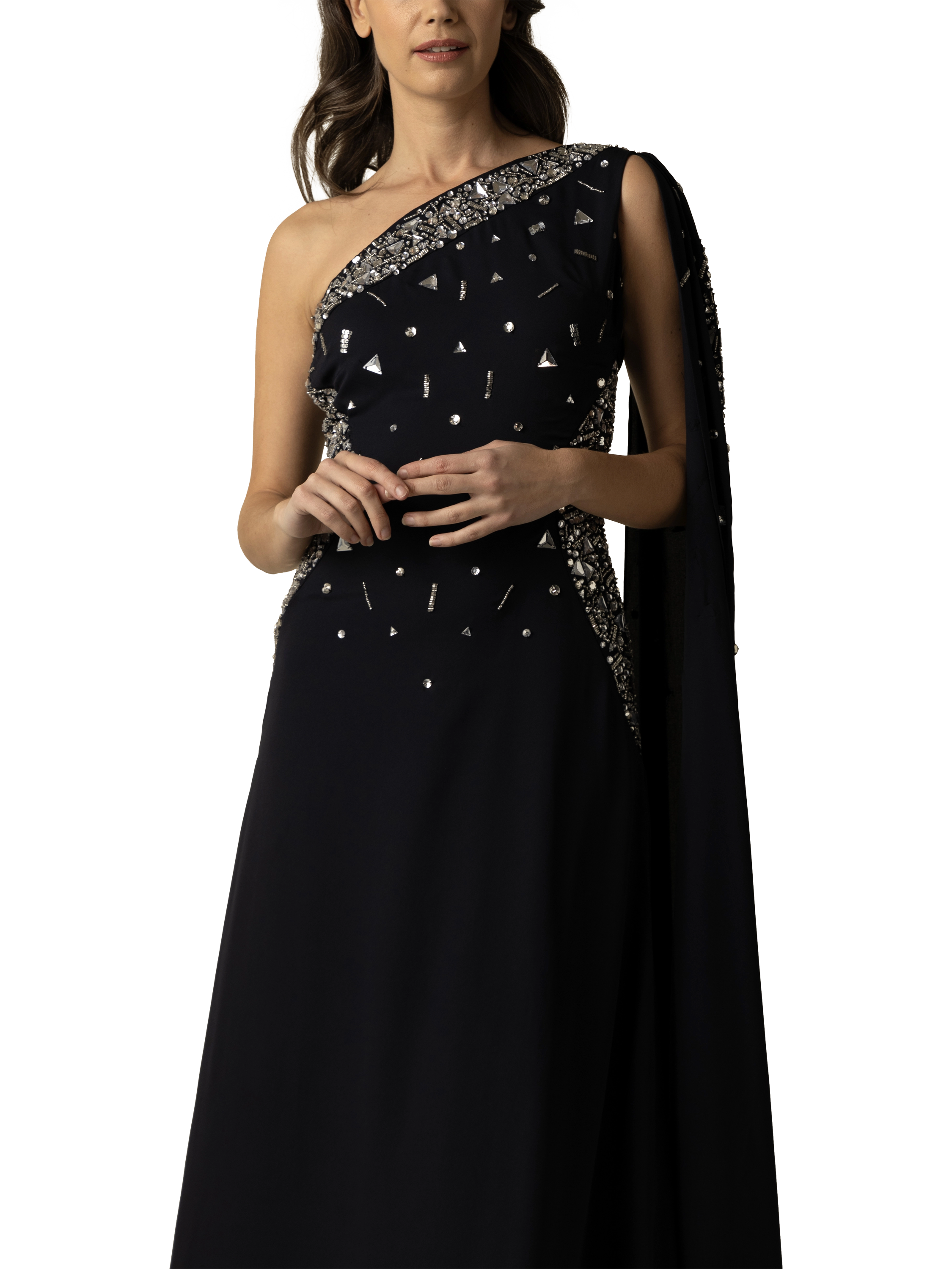Product image 2 of 3, which shows Raishma Zendy Asymmetric Dress, Navy, 8