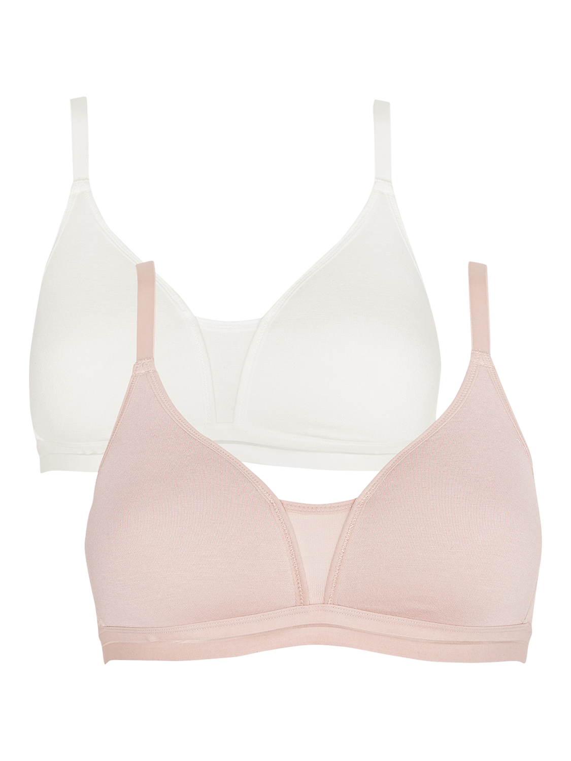 Product image 1 of 7, which shows Royce Posie T-Shirt Bras, Pack of 2, Blush/White, 28A
