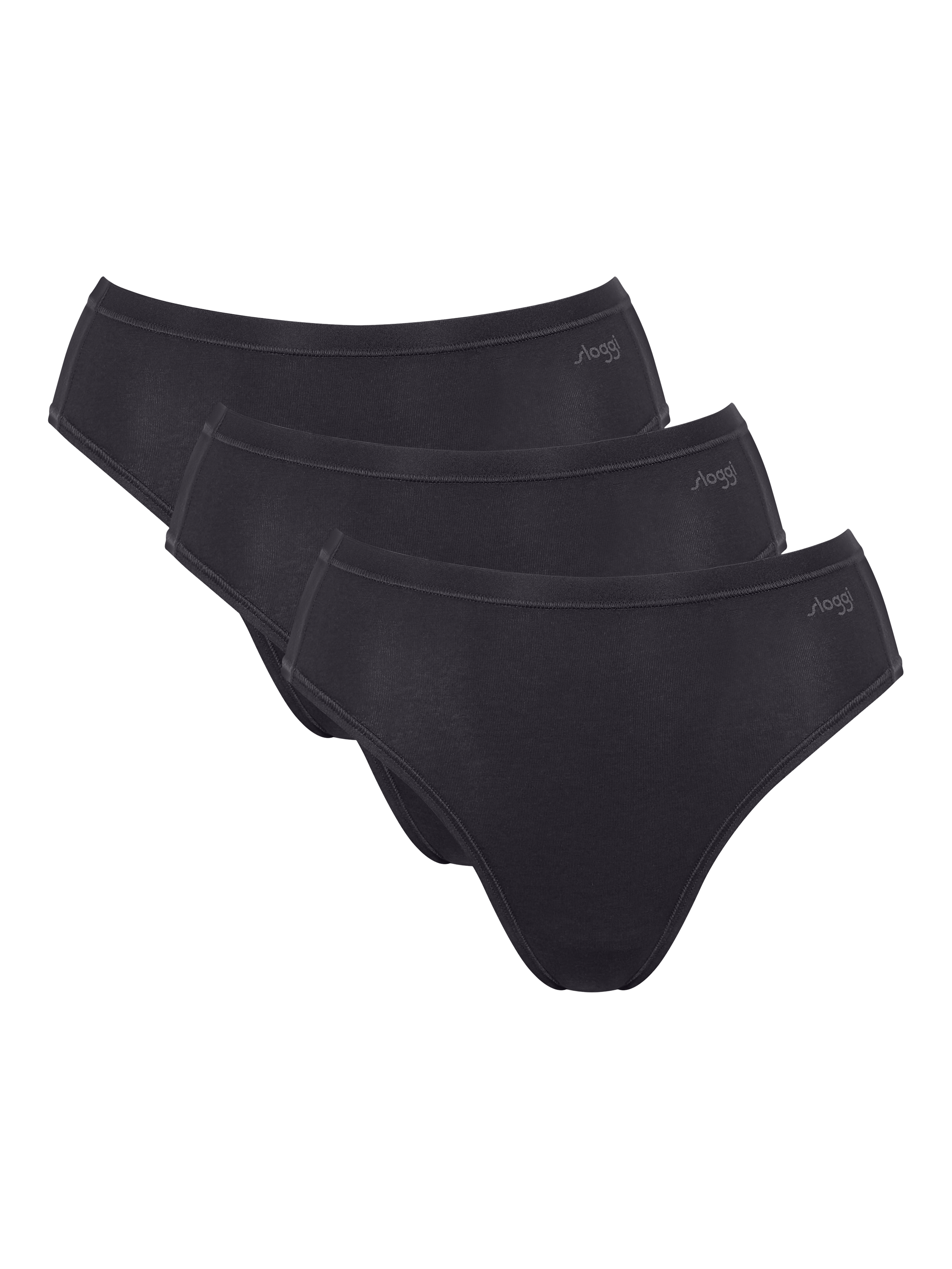 Product image 1 of 7, which shows sloggi Go Daily Cotton Tai Knickers, Pack of 3, Black, S
