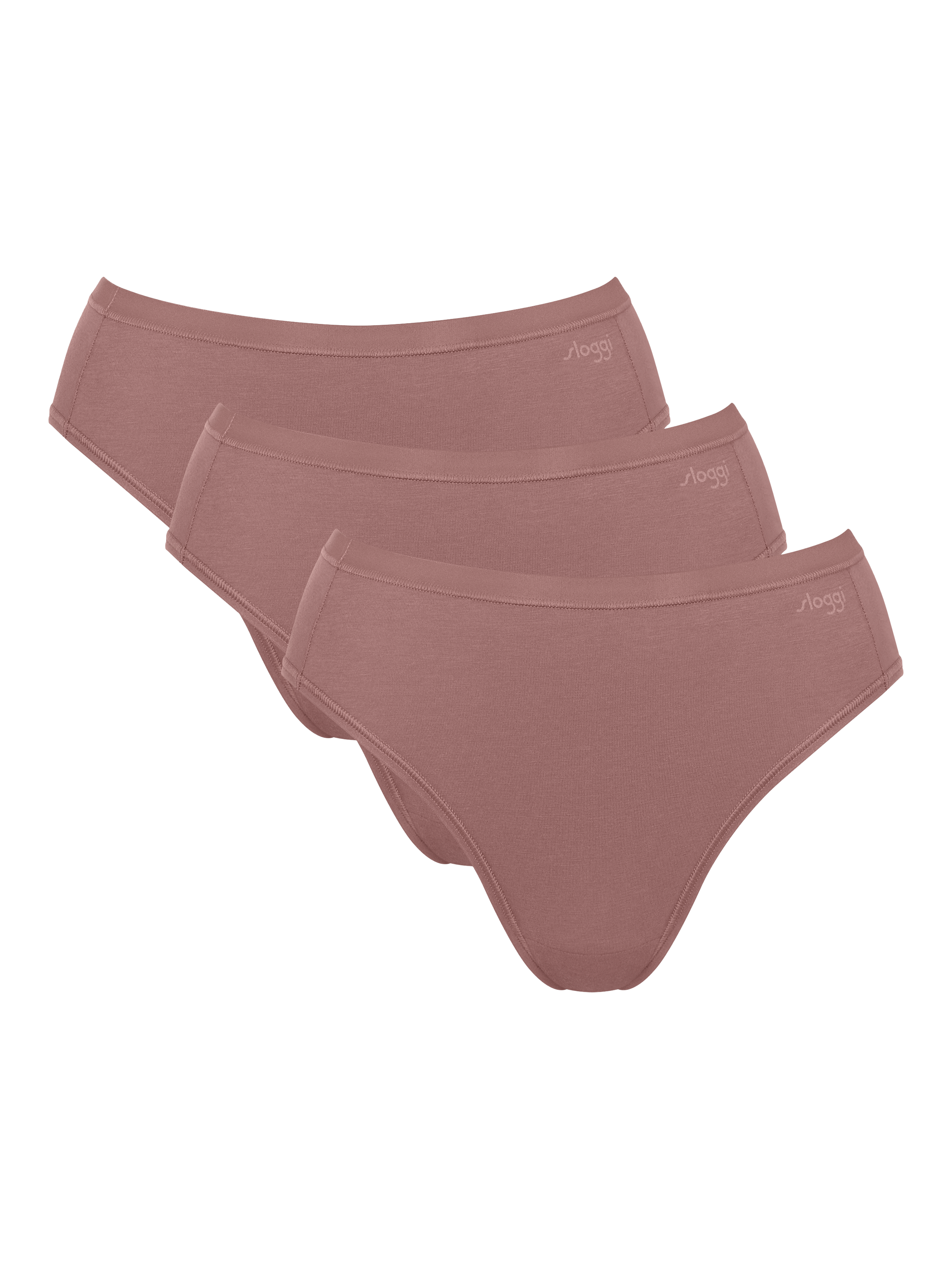 Product image 1 of 7, which shows sloggi Go Daily Cotton Tai Knickers, Pack of 3, Cacao, S