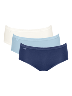 sloggi Basic+ Midi Knickers, Pack of 3, Multi/Blue