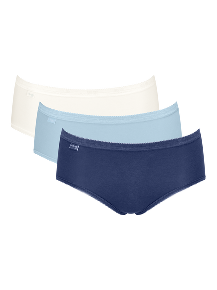 sloggi Basic+ Midi Knickers, Pack of 3, Multi/Blue