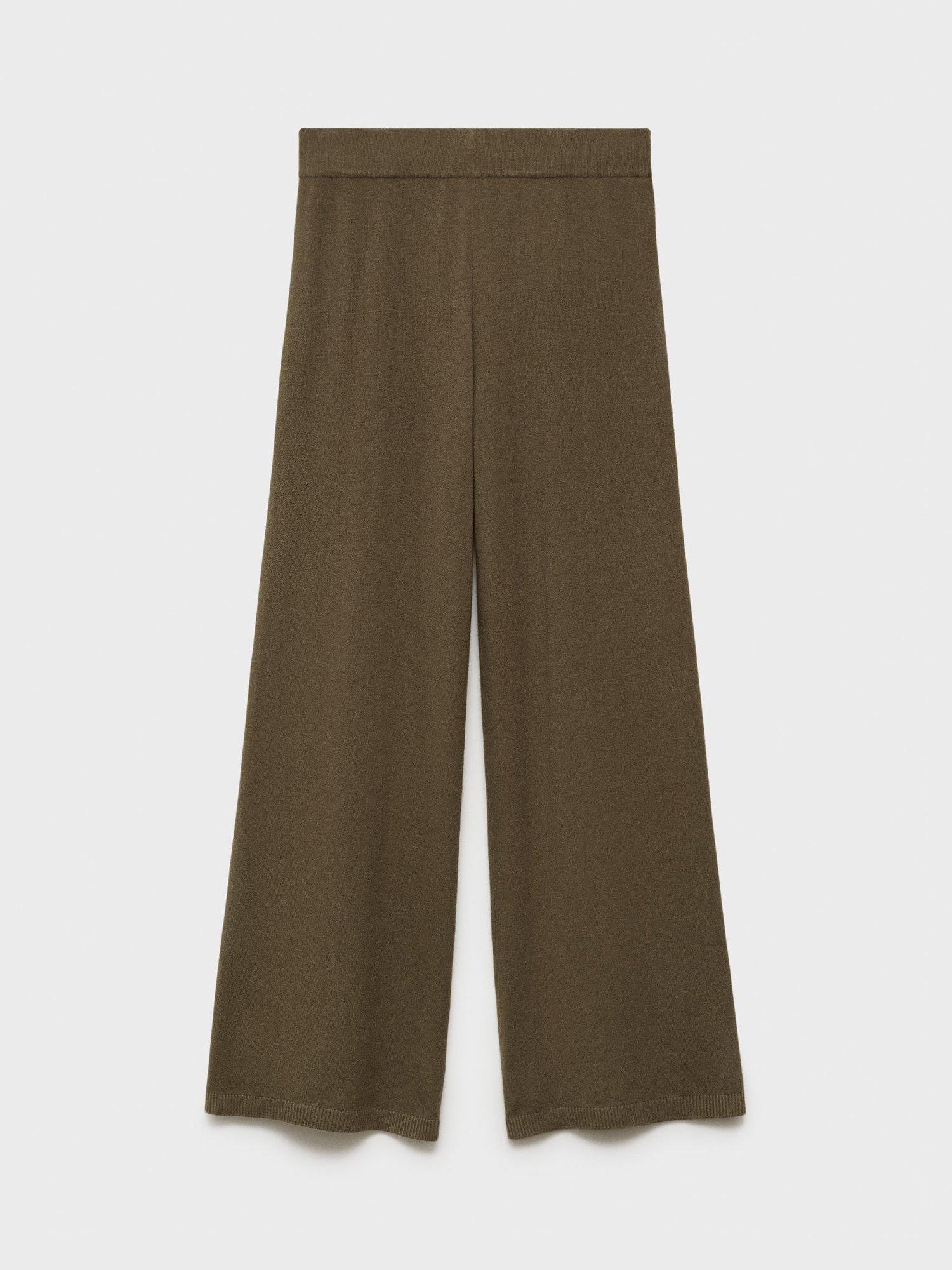 Product image 3 of 7, which shows Mango Vieira Fine Knit Trousers, Khaki, XS