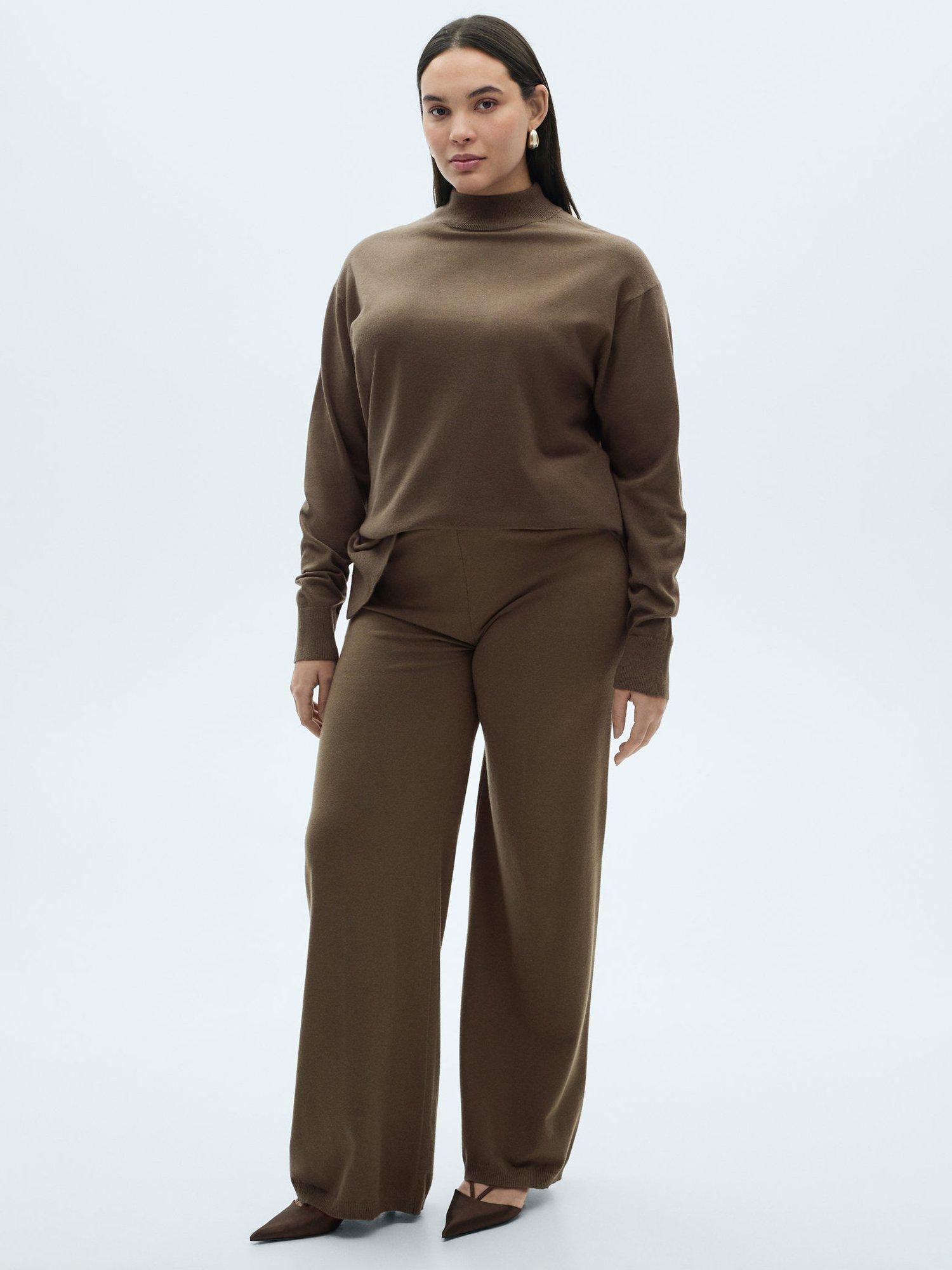 Product image 7 of 7, which shows Mango Vieira Fine Knit Trousers, Khaki, XS