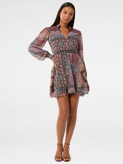 Forever New Sonny Frill Trim Mini Dress, Maruba Tile, Maruba Tile