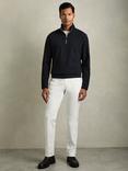 Reiss Creek Brushed-Corduroy Half-Zip Polo Shirt, Navy