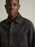 Reiss Tore Regular Fit Denim Shirt, Washed Black