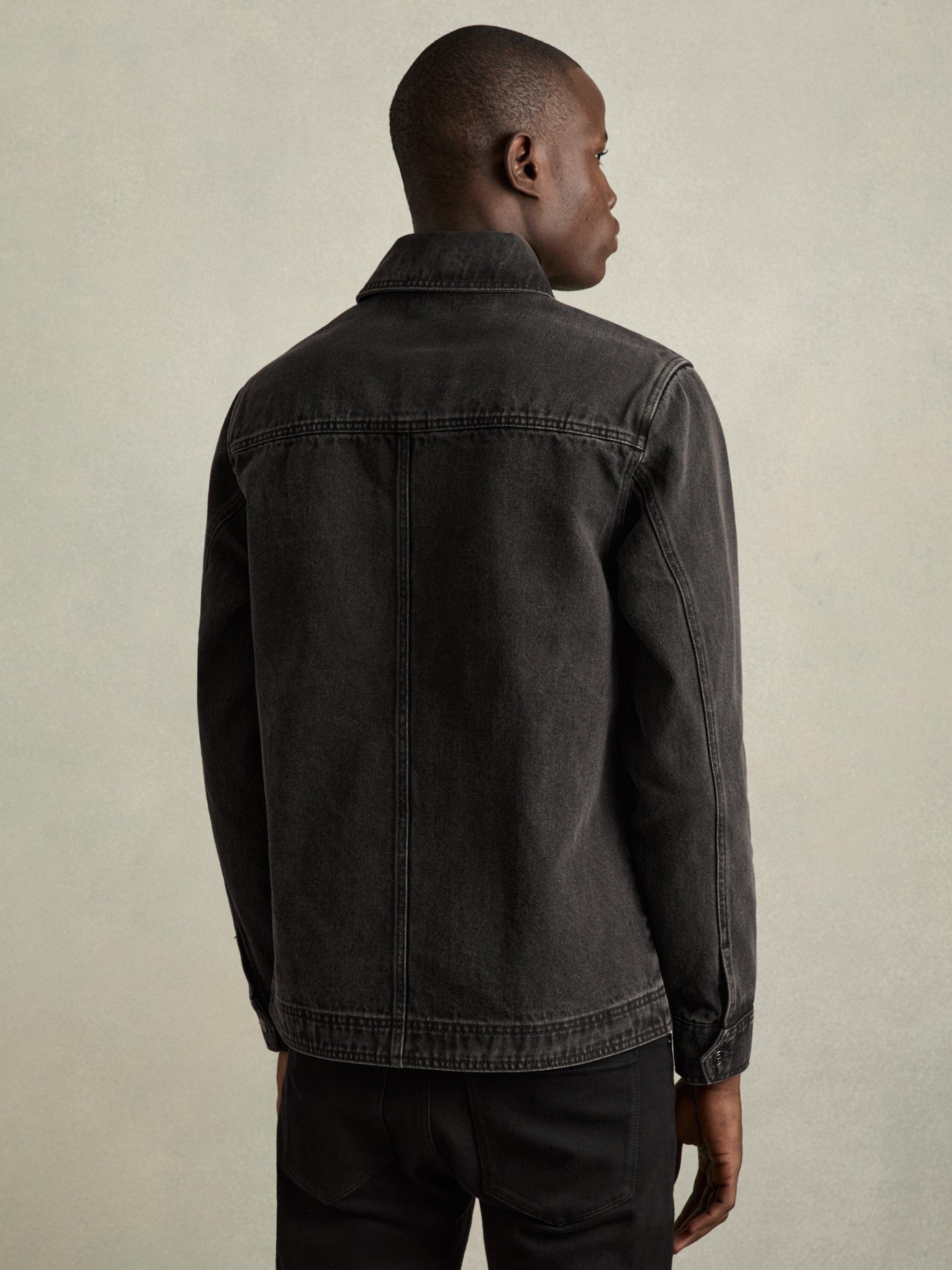 Product image 2 of 5, which shows Reiss Tore Regular Fit Denim Shirt, Washed Black, XS