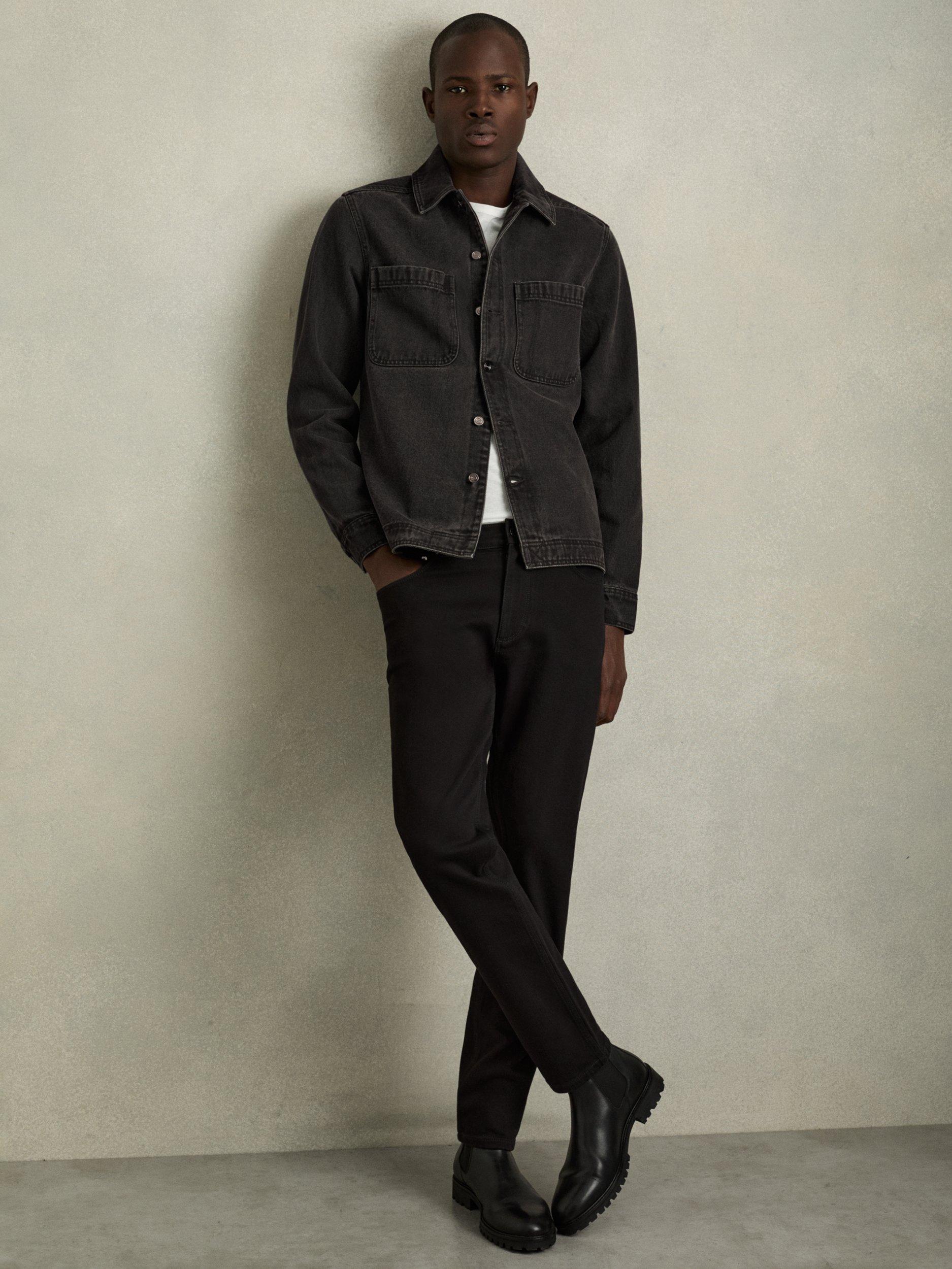 Product image 4 of 5, which shows Reiss Tore Regular Fit Denim Shirt, Washed Black, XS
