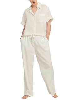 Nudea GOTS Organic Cotton Short Sleeve Pyjama Shirt, White, White