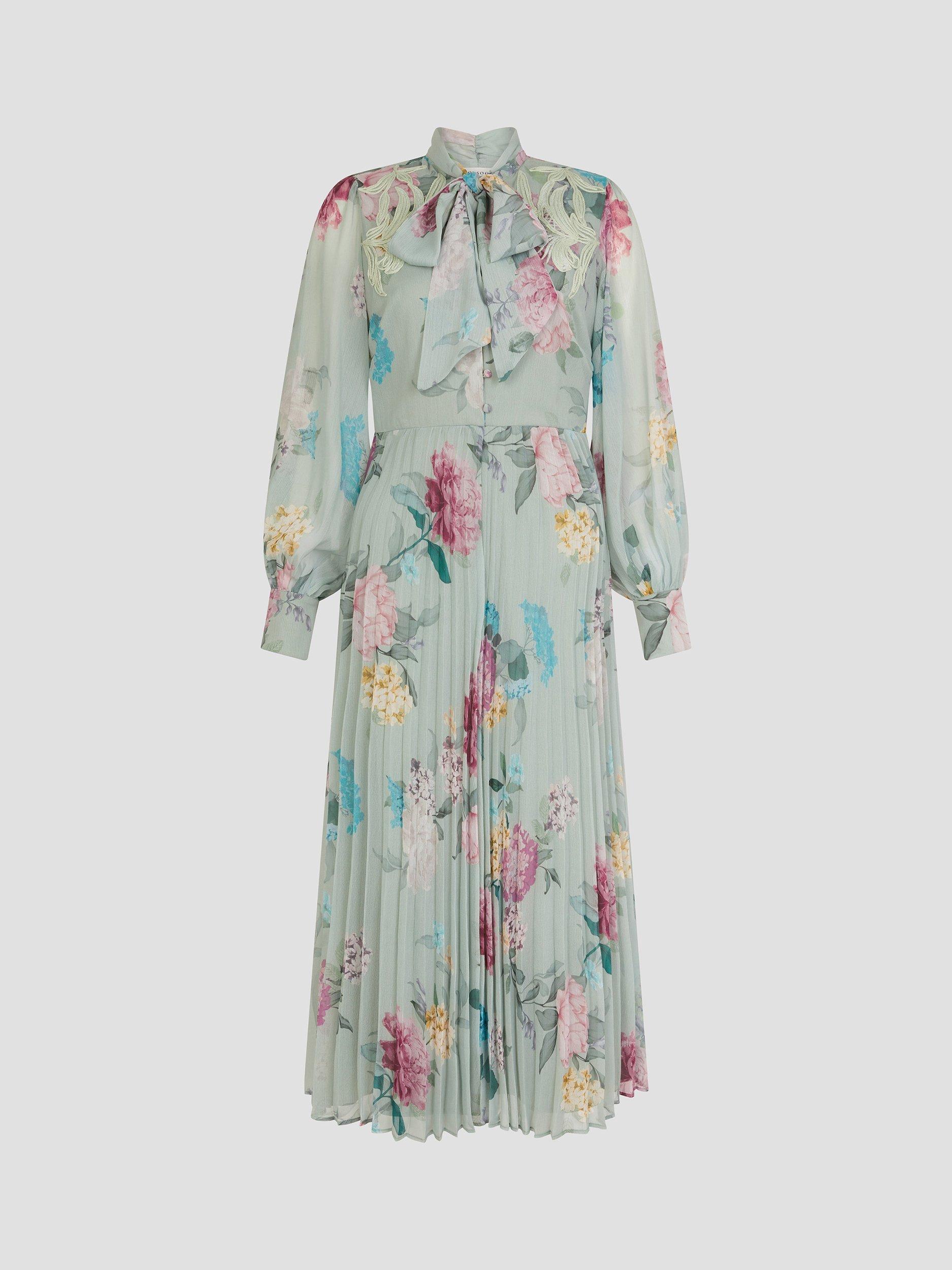 Product image 3 of 5, which shows Monsoon Agnes Floral Shirt Dress, Sage/Multi, 8