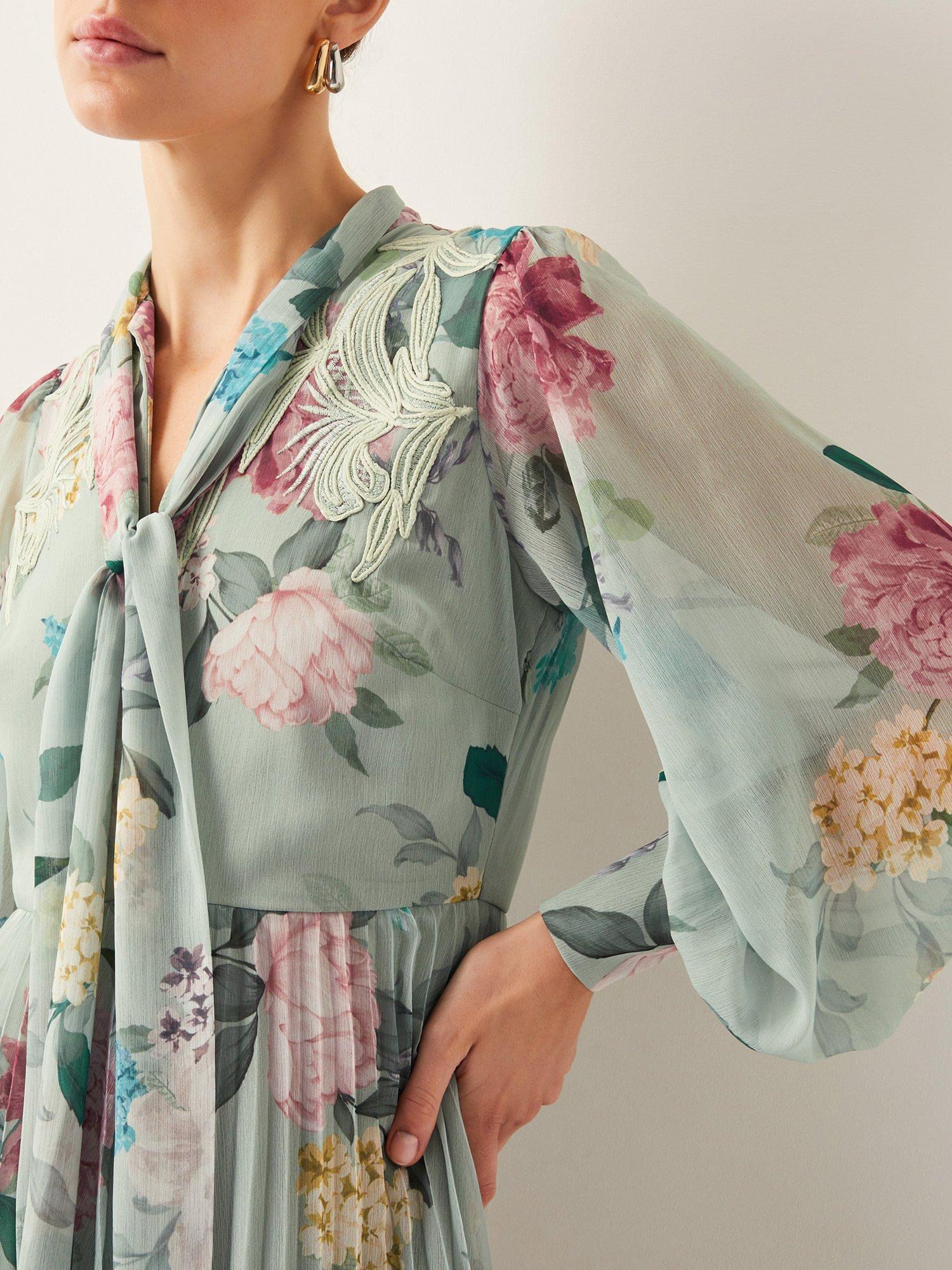 Product image 5 of 5, which shows Monsoon Agnes Floral Shirt Dress, Sage/Multi, 8