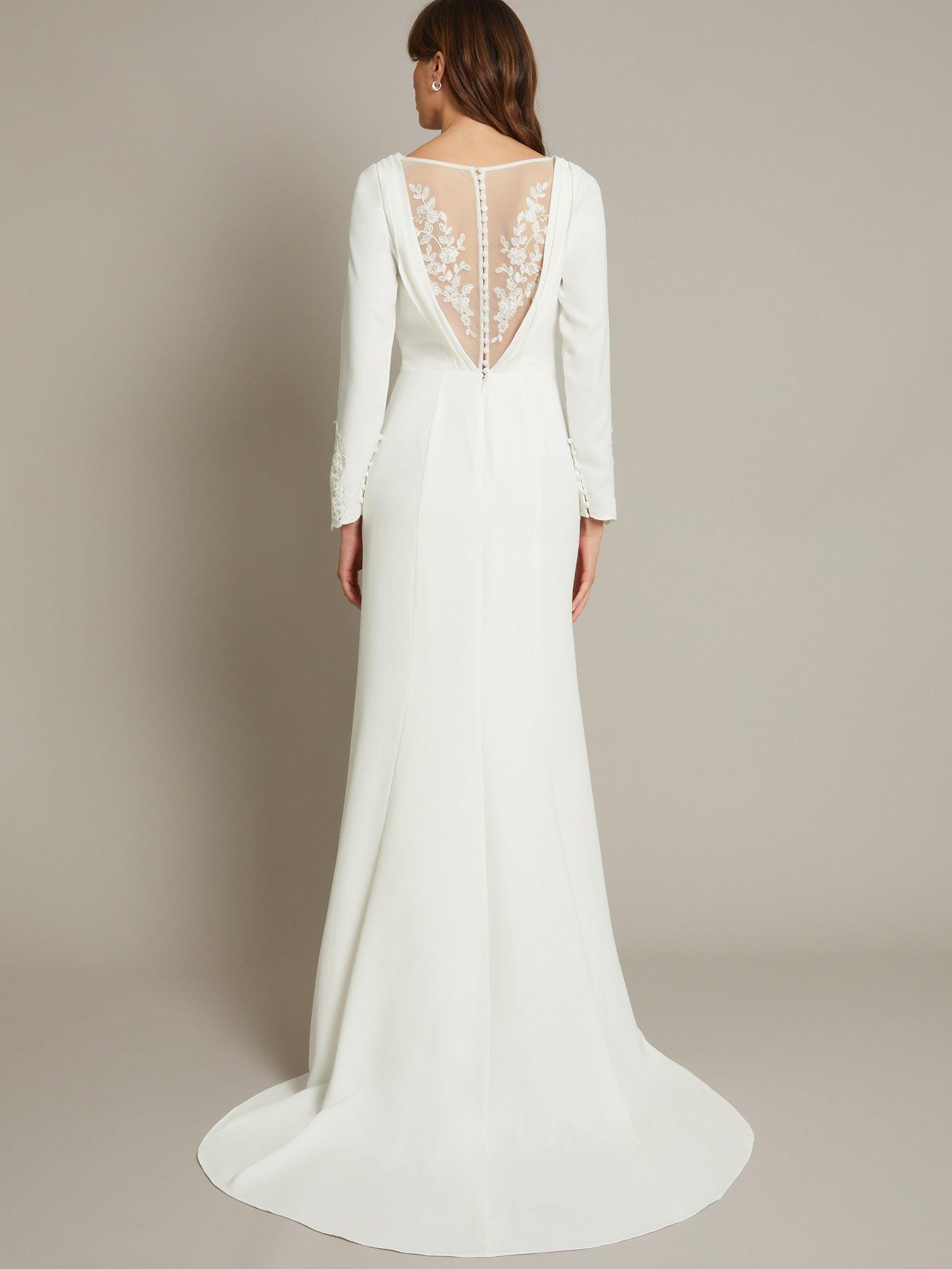 Product image 2 of 4, which shows Monsoon Aleah Cowl Lace Wedding Dress, Ivory, 6