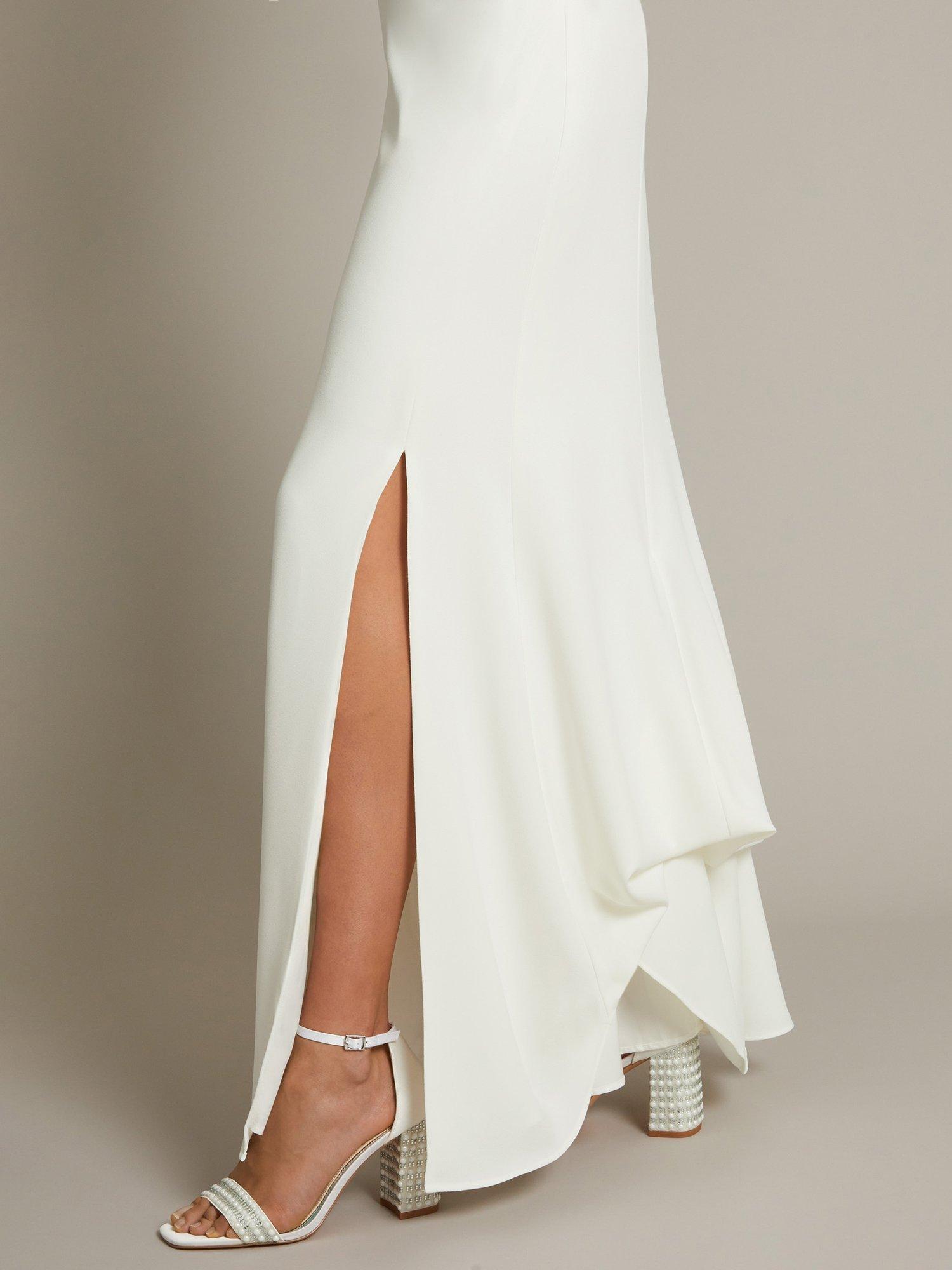 Product image 3 of 4, which shows Monsoon Aleah Cowl Lace Wedding Dress, Ivory, 6
