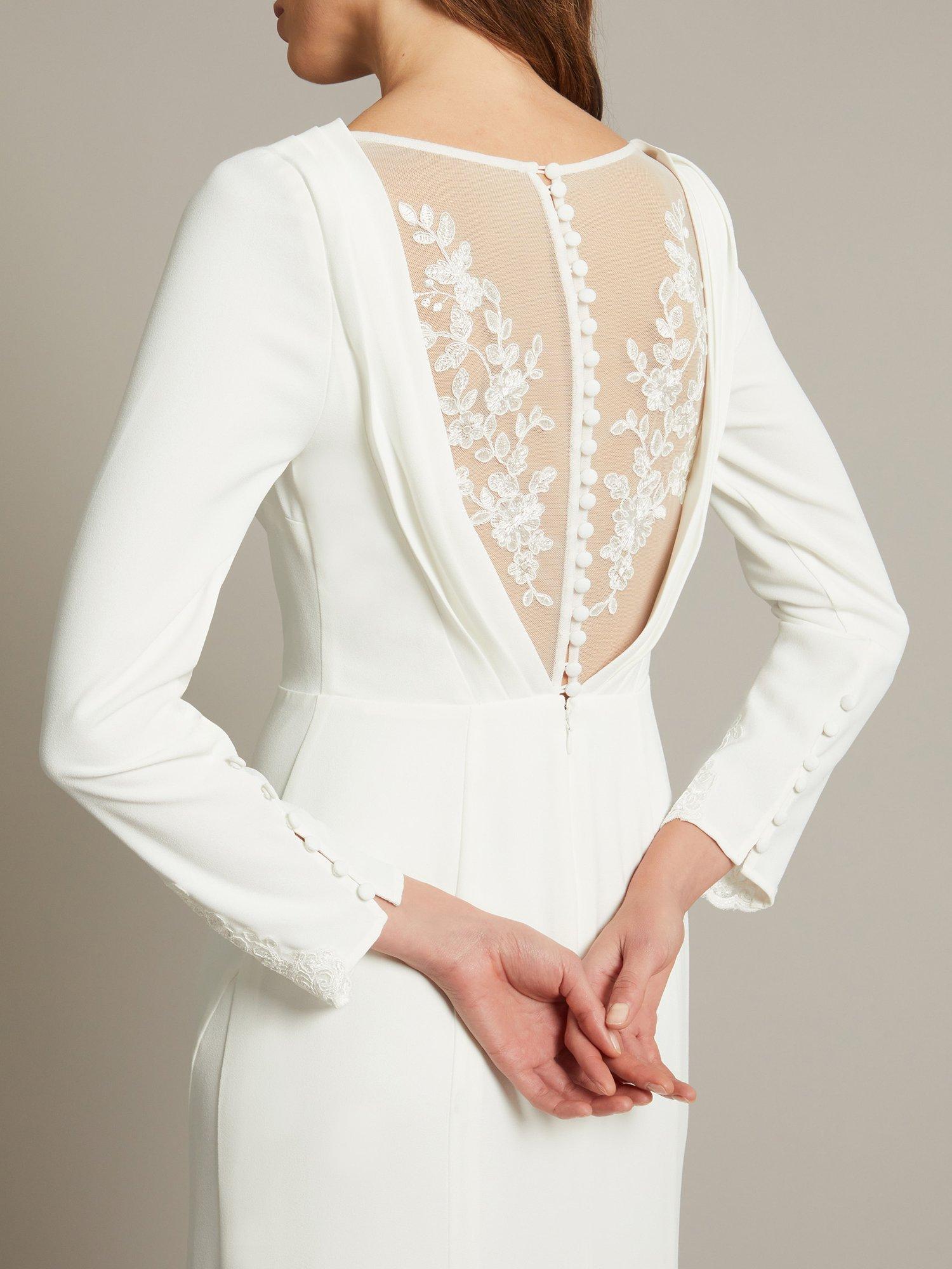 Product image 4 of 4, which shows Monsoon Aleah Cowl Lace Wedding Dress, Ivory, 6