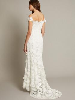 Monsoon Clare Floral Embroidered Wedding Dress, Ivory - view 2, Ivory