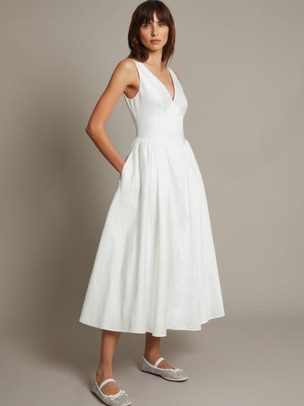 Monsoon Colette Flared Wedding Dress, Ivory, Ivory