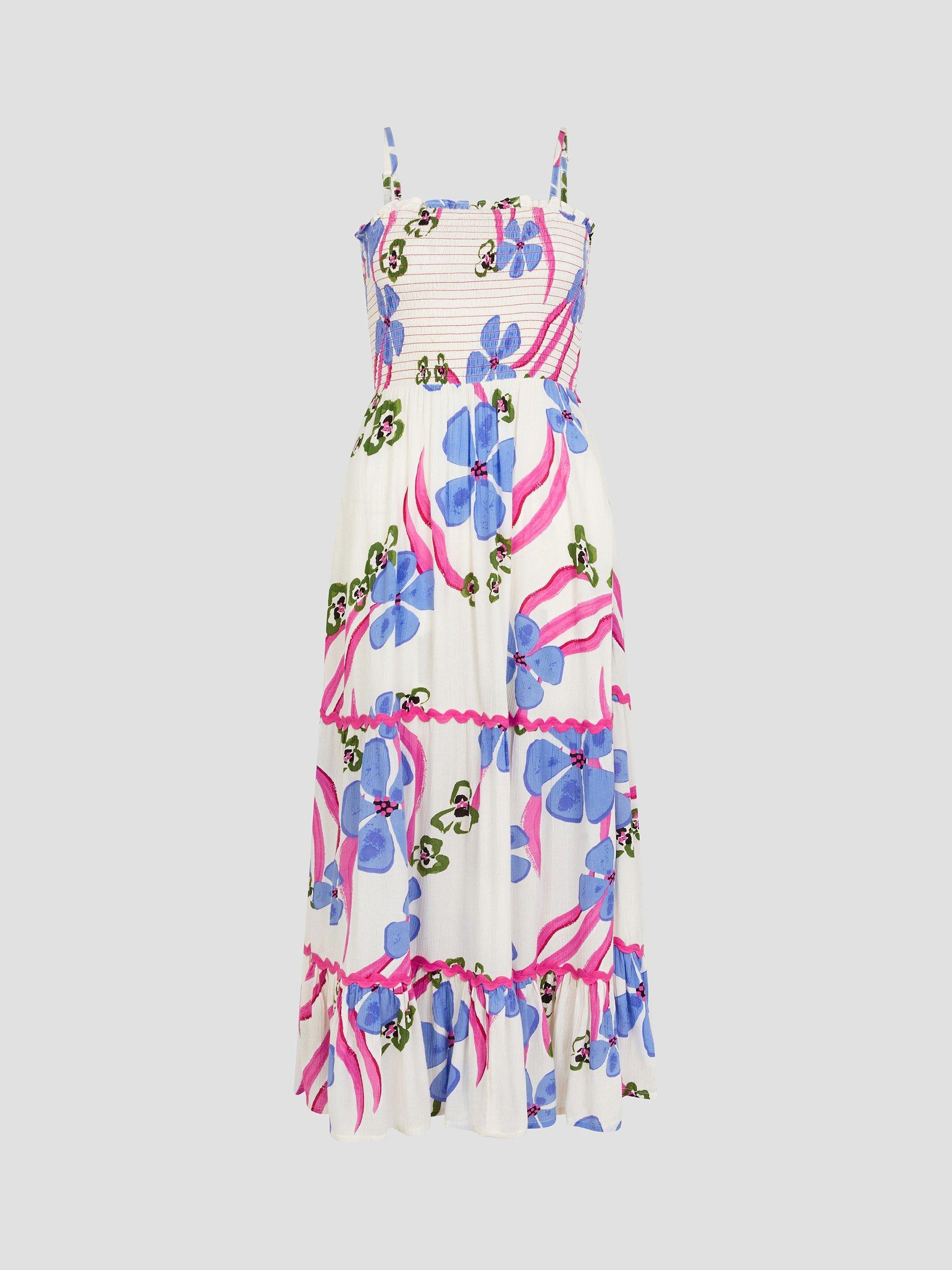 Product image 3 of 5, which shows Monsoon Fiona Bandeau Dress, Ivory/Multi, S
