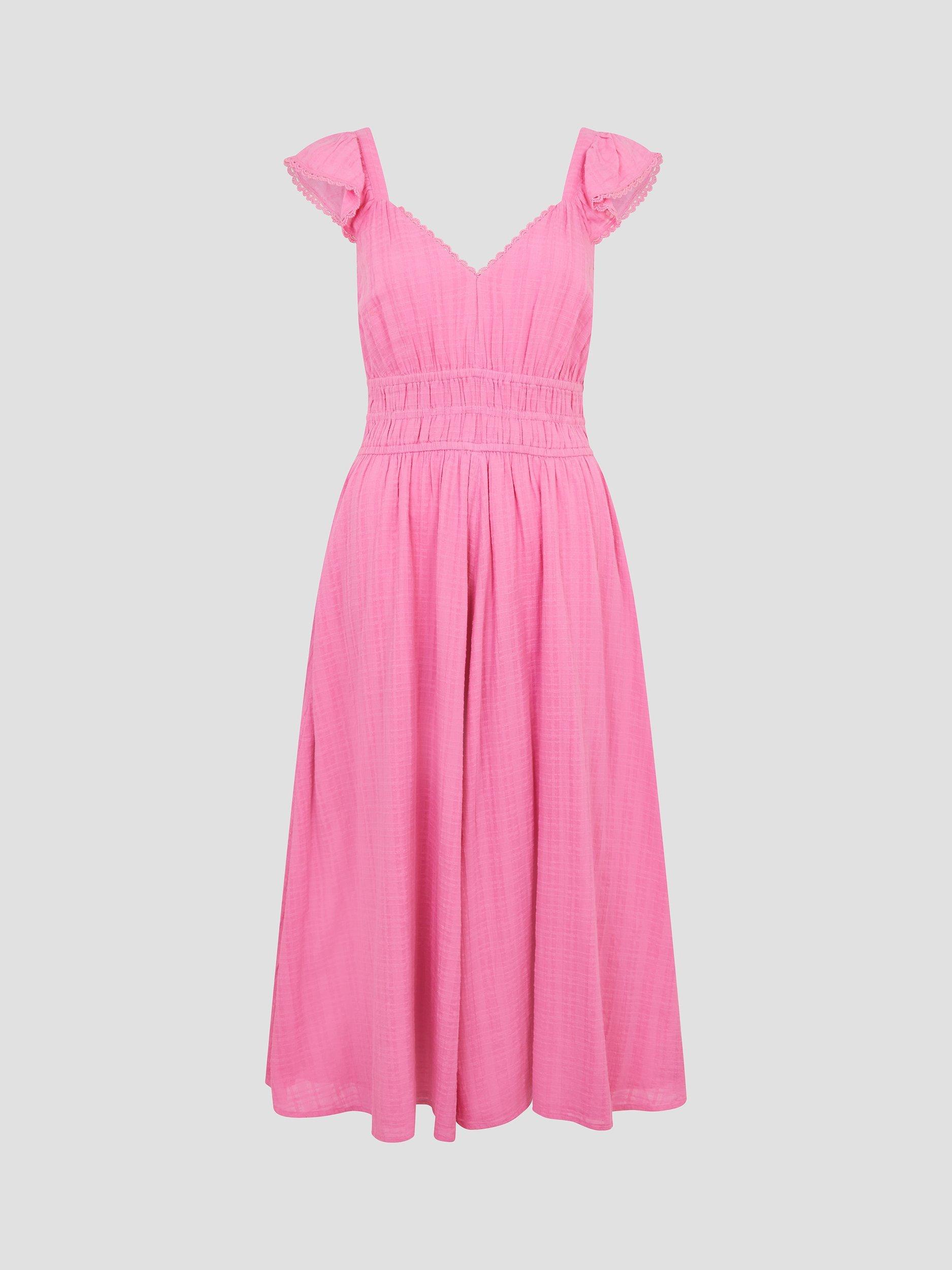 Product image 3 of 5, which shows Monsoon Marlee Ruffle Midi Sun Dress, Pink, S