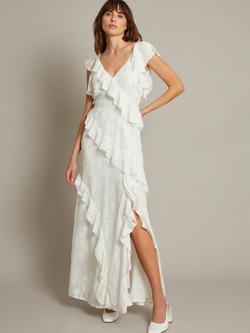 Monsoon Remi Ruffle Maxi Dress, Ivory, Ivory