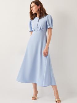 Monsoon Ruth Empire Line Dress, Pale Blue, Pale Blue