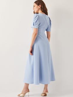 Monsoon Ruth Empire Line Dress, Pale Blue - view 2, Pale Blue