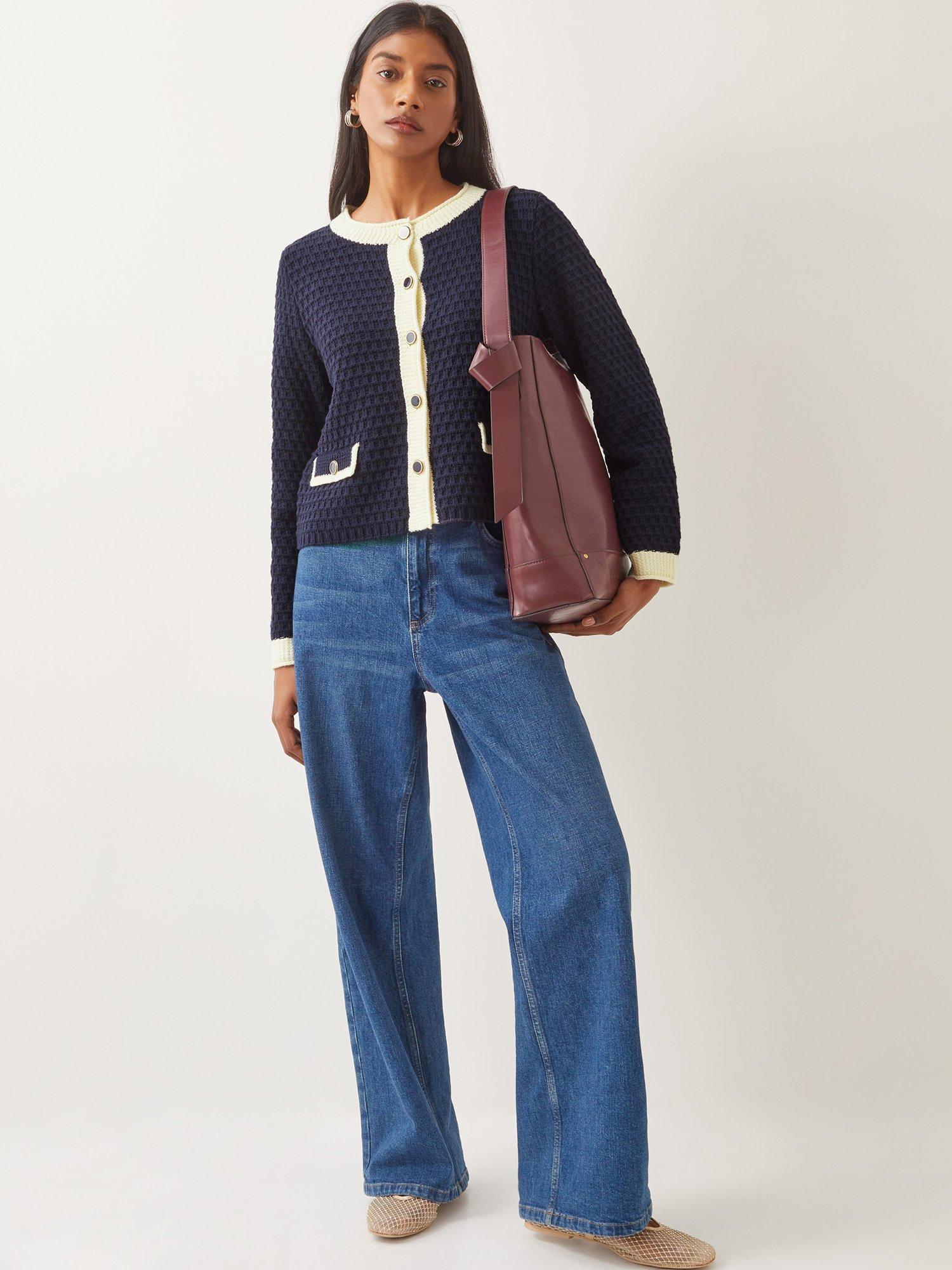 Product image 3 of 4, which shows Monsoon Nancy Knit Jacket, Navy, XXL