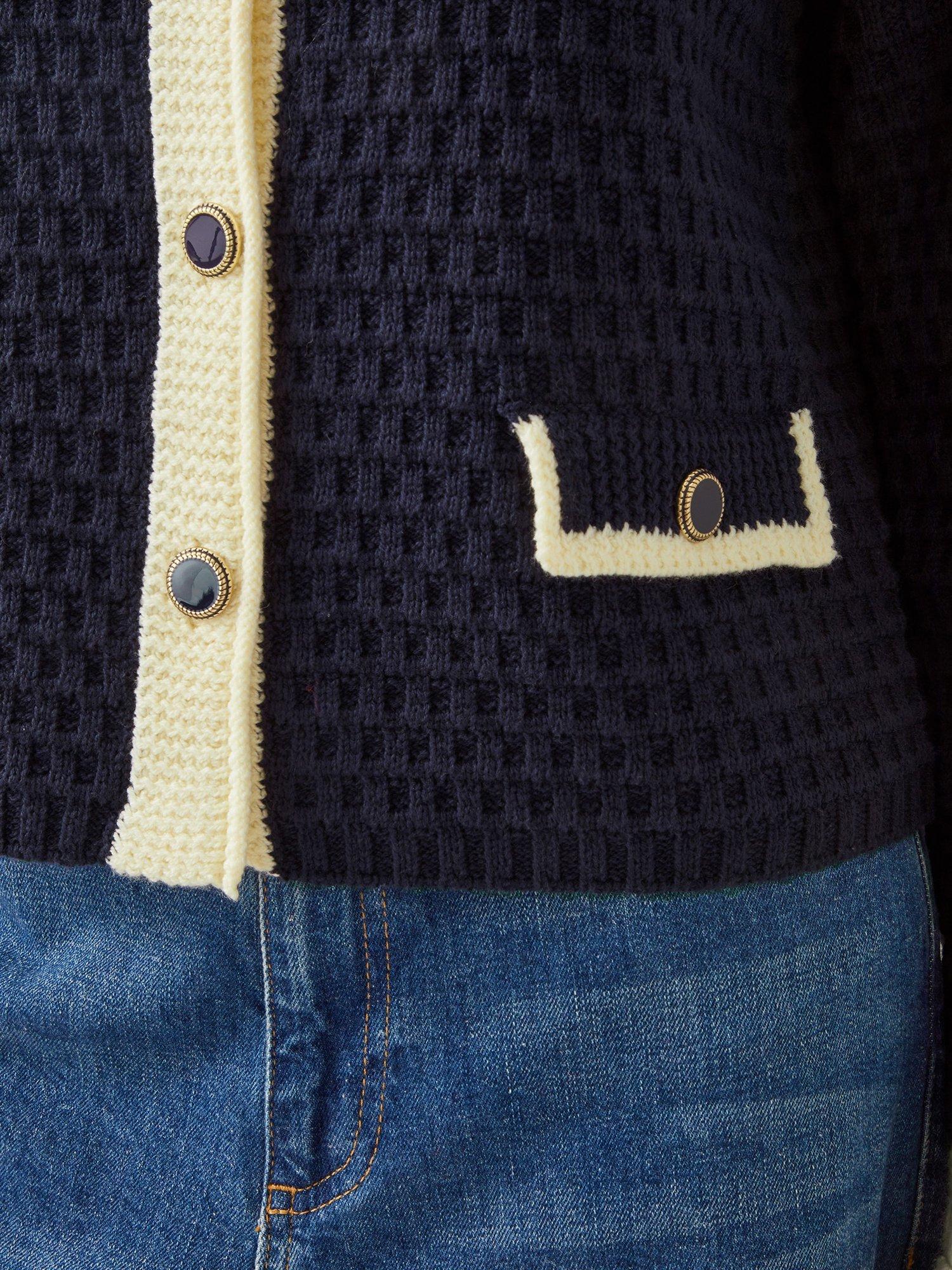 Product image 4 of 4, which shows Monsoon Nancy Knit Jacket, Navy, XXL
